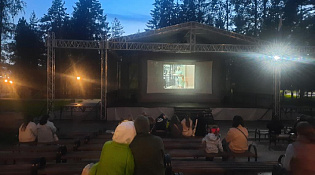 Уличный кинотеатр в городском парке